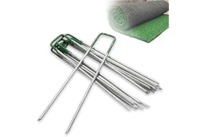 50x 6'' Garden Turf U Pins Metal Galvanised Pegs Staples Weed Artificial Grass Half Green