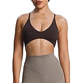 Aoxjox Women's Workout Lily Deep V Cross Back Sport Bras Fitness Bra Yoga Crop Tank