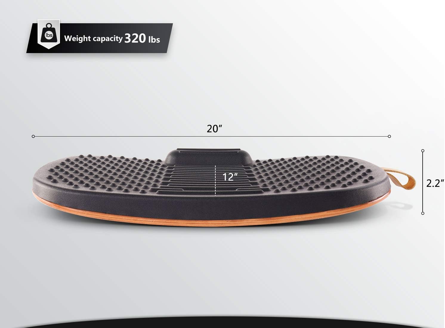 FEZIBO Standing Desk Mat with Anti Fatigue Bar, Wooden Wobble Balance Board with Ergonomic Design Comfort Floor Mat (Medium, Obsidian Black): Home & Kitchen
