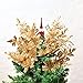 Valery Madelyn 6 Pcs Gold Glitter Christmas Tree Picks with Artificial Flowers and Leaves for Christmas Decorations, DIY Christmas Wreath Accessories and Home Flower Vase Filler-13inch
