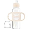 Dr. Brown's Milestones Narrow Sippy Spout Bottle with 100% Silicone Handles, Easy-Grip Handles with Soft Sippy Spout, 8oz/250mL, Ecru, 1-Pack, 6m+