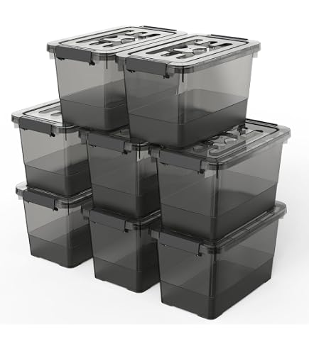 Amazon.com - YYXB 8-Pack Clear Black Plastic Storage Bins with