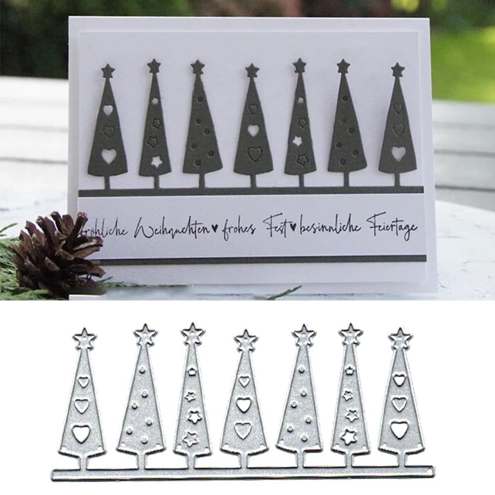 6 Pcs Metal Christmas Tree Die Cuts - Cut Stencils for DIY Papercrafts, Cards & Decor, Scrapbooking Dies