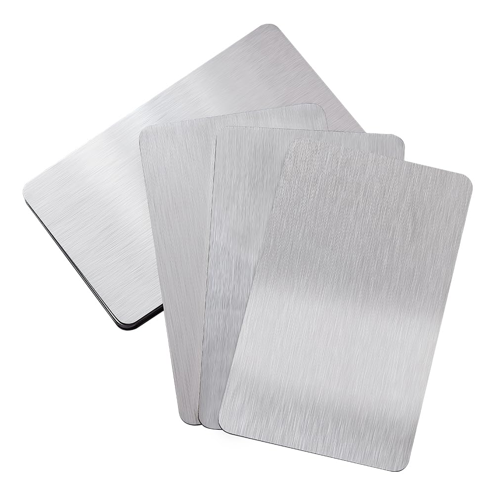 NBEADS 10Pcs Metal Business Cards, 0.8mm Ultra-Thick Stainless Steel Blanks Name Cards for Office Name DIY Gift VIP Sign, 10x6cm