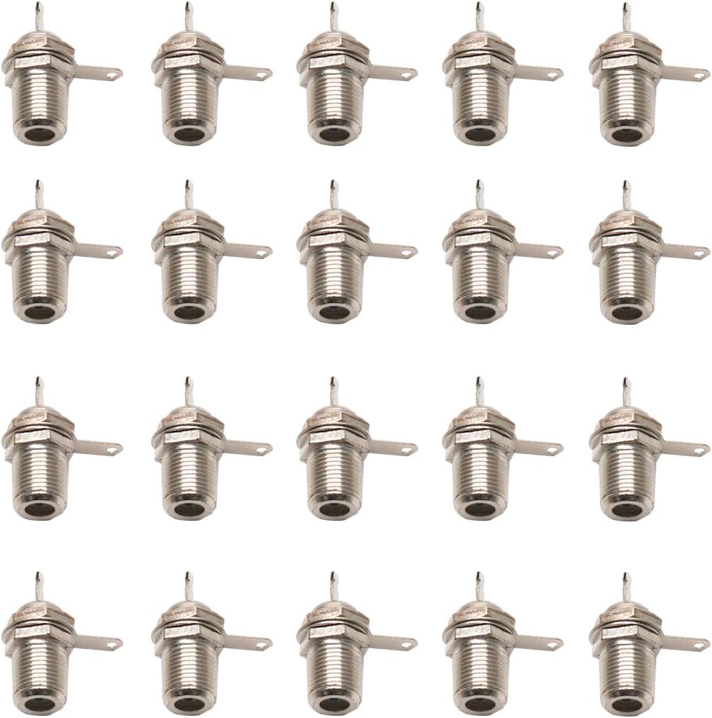 Luomorgo 9mm/0.35 inch Thread F-Type TV Female Jack Socket Nut Bulkhead Solder Cup Panel Mount Socket 20pcs