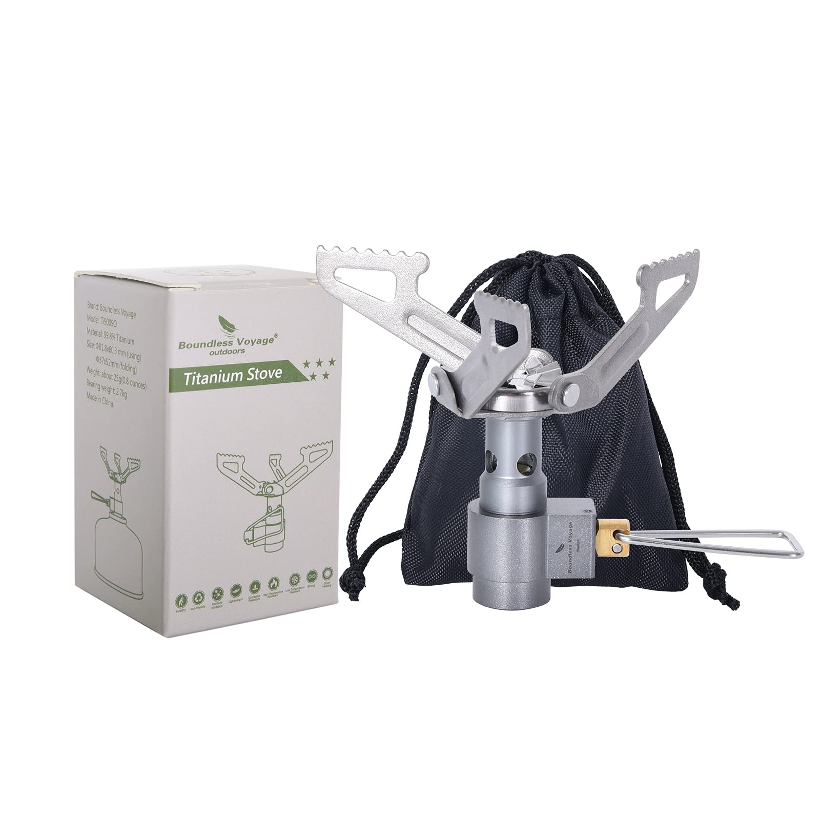 iBasingo 2700W Camping Gas Stove Portable Mini Titanium Alloy Burner Ultralight Pocket Furnace End Outdoor Kitchen Cookware Only 26g Ti9009O