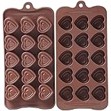 Crethinkaty Valentines Chocolate Moulds - 1 Pack 15-Cavity Heart Silicone Chocolate Moulds Chocolate Making Molds Silicone Ca