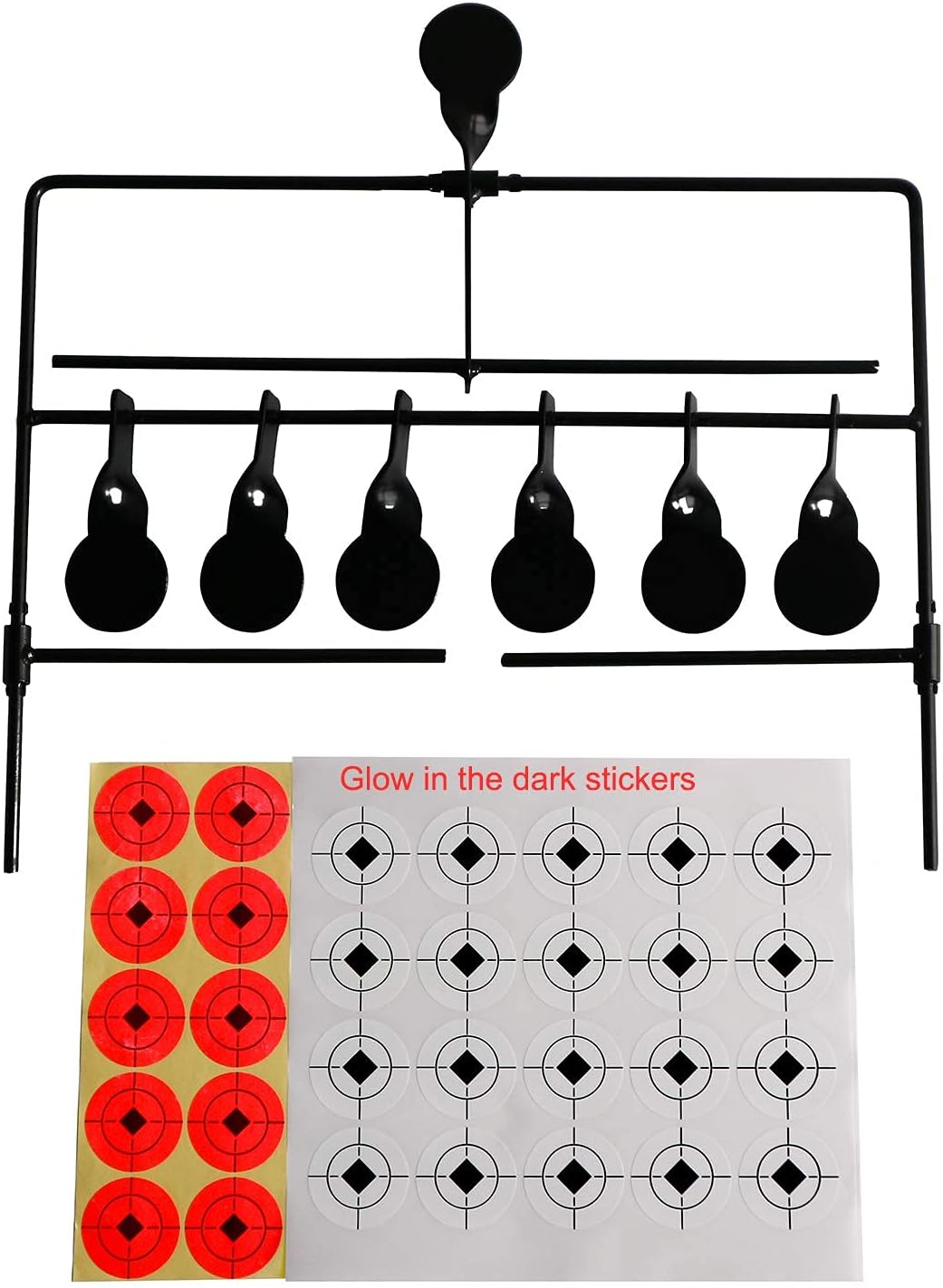 LIZXE Resetting Shooting Targets with Dark Glow Stickers, Portable Design Auto Reset Hunting Target, Rated for .177 .22 Caliber (6A) : Sports & Outdoors