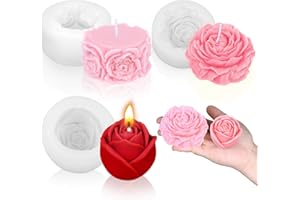 3 Pcs Flower Silicone Candle Molds, 3D Rose Peony Silicone Resin Soap Candle Molds Flower Fondant Cake Chocolate Mold, Candle