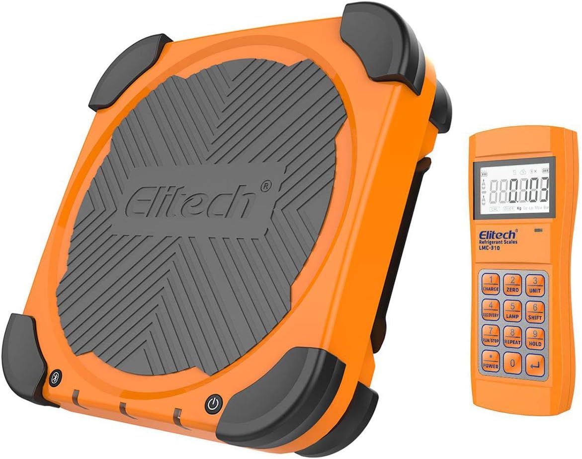 Elitech 100KG Wireless Refueling Electronic Refrigerant Scale for HVAC and Auto AC Charging Weight Recovery With Valve, LMC-310