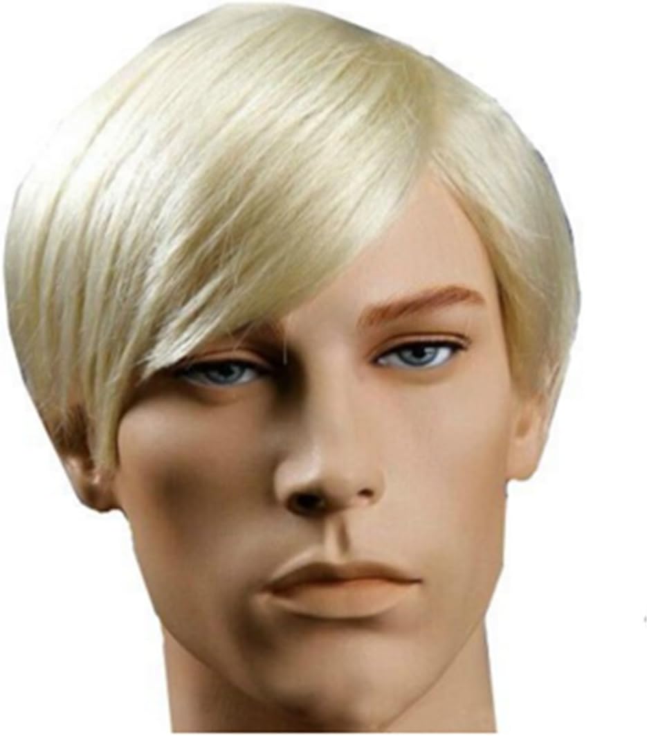 Meditative Rose Men's fashion Short Straight Wigs Wor Blond