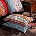HNNSI Exotic Striped Bohemia Pillow Shams Queen Size 2 Pieces,100% Brushed Cotton Thick Boho Pillow Cases Bohemian Pillow Covers,19