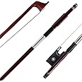 ADM 4/4 Full Size Student Violin Bow, Well Balanced Handmade Brazilwood Bow with Horsehair, Ebony Frog with Pearl Eye and Pearl Slide, Brown
