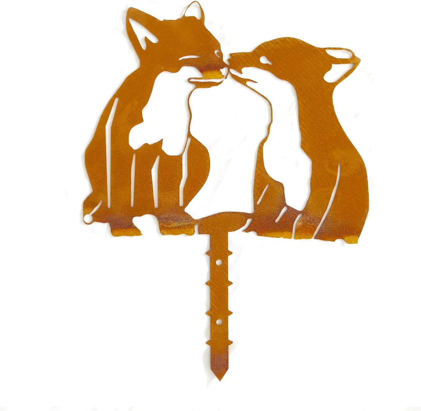 Decorative Garden Stakes - GZLVSOW Corten Steel Garden Decoration Rusty Garden Fleece Rusty Garden Animal Decoration Rust Decoration for Garden (Foxes)