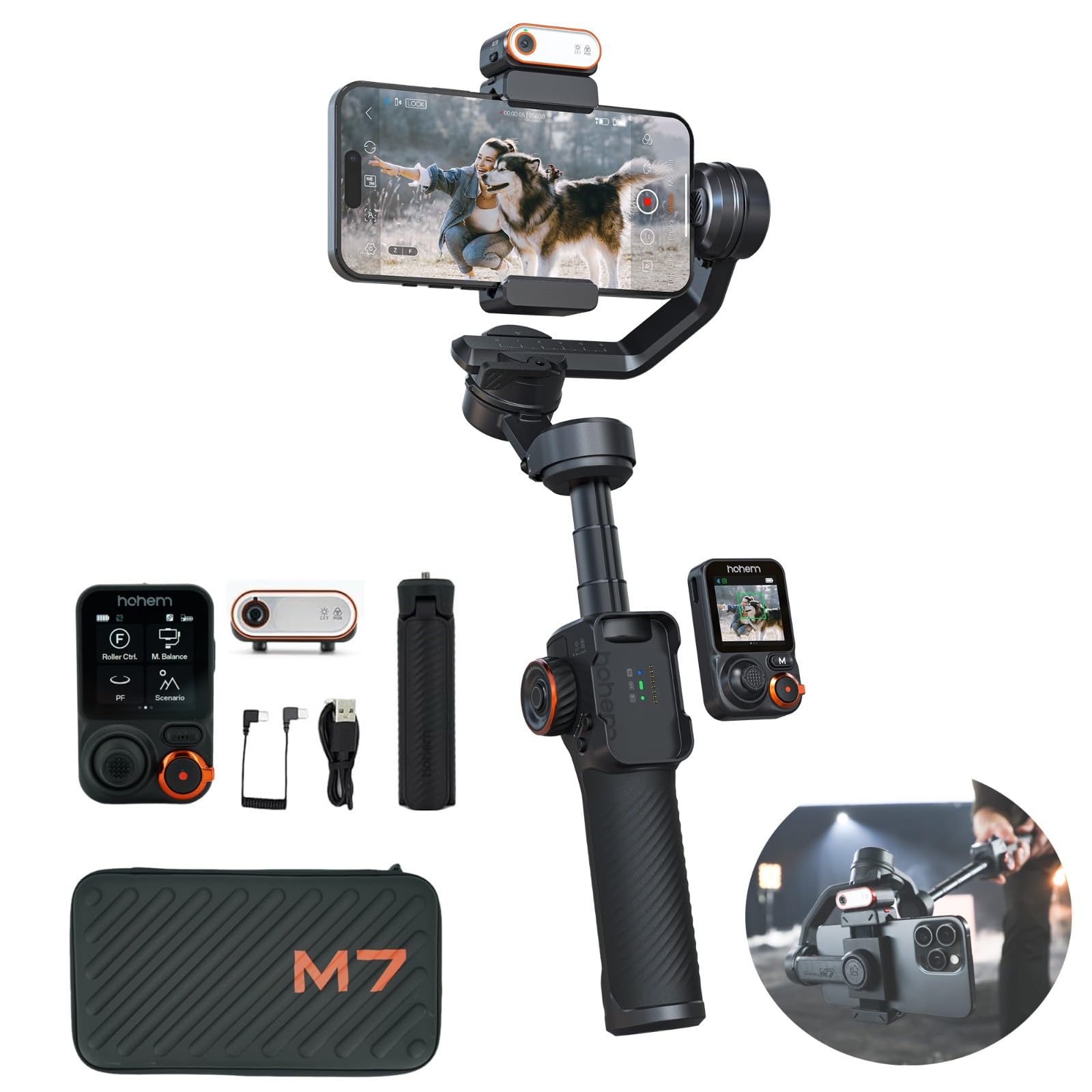 Photo 1 of Hohem iSteady M7 Gimbal Stabilizer for Smartphone, 3-Axis Phone Gimbal, Gimbal Stabilizer for iPhone & Android, AI Tracking Sensor with Fill Light, 1.4" Detachable Touchscreen Remote Control