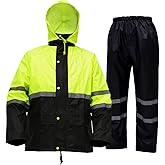 Rain Suit, High Visibility Reflective Safety Jacket, Lightweight Rain Gear, Waterproof Rain Jacket with Pants