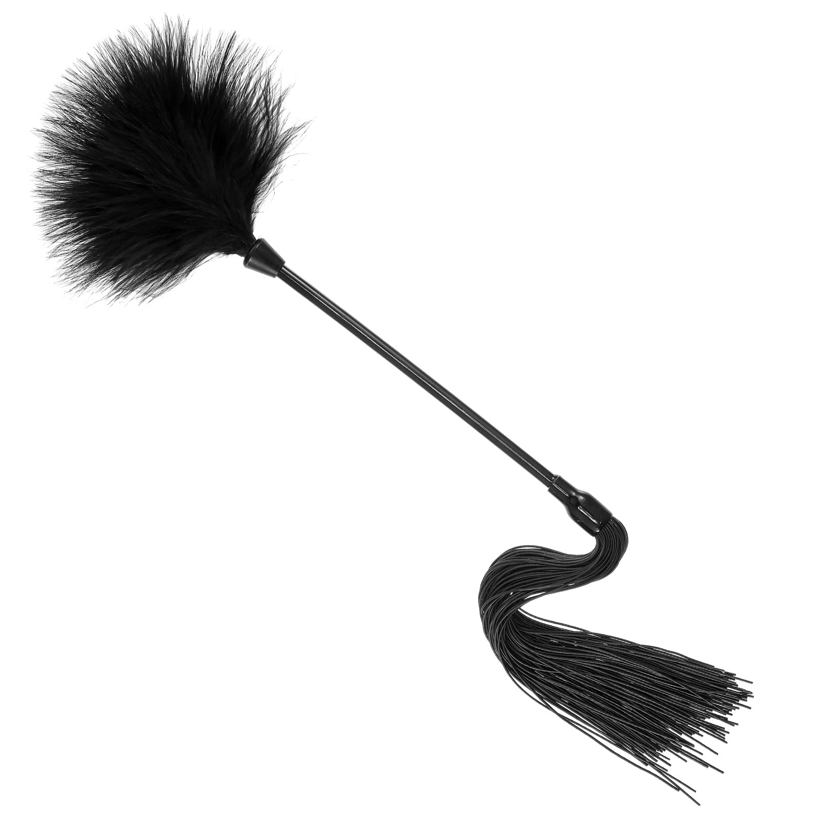 Feather Tickler Soft Fur Brush Tickler Duster Silicone Tickle Stick Whip Feather Dusters with Tassels for Couples(Red and Black)