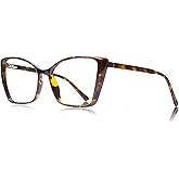 JFXQDR Blue Light Blocking Glasses for Women, Oversized Trendy Cat Eye Computer Gaming Glasses Anti Glare & UV Glare RF6204 (Coco Tortoise Cateye Frame)