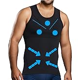 Henicepte Mens Slimming Body Shaper Shirt, Gynecomastia Compression Tank Top, Shapewear Tummy Control Undershirt