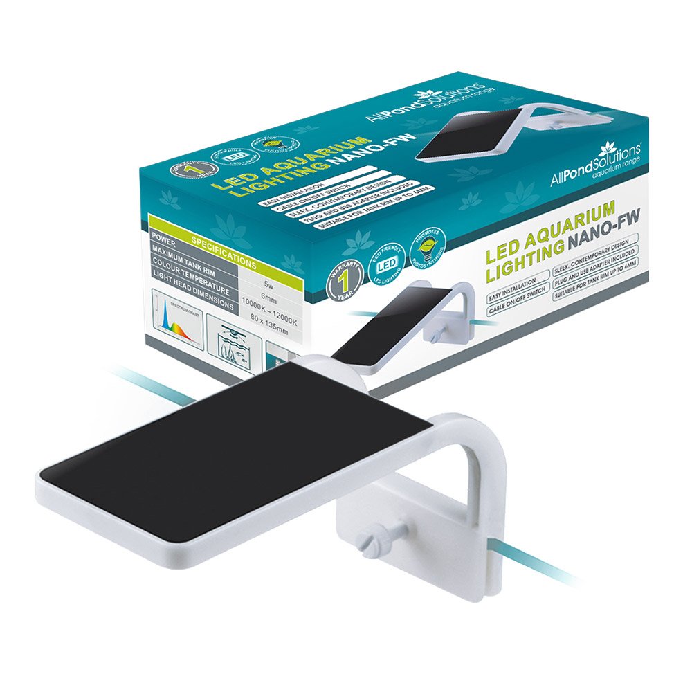 allpondsolutions Small Nano Tropical Cold Water Aquarium Planted Fish Tank 5w LED Light Full Spectrum Clip On Nano-FW