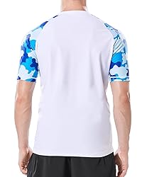 Mens Rash Guard Swim Shirts Short Sleeve UV Sun