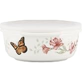 Lenox Butterfly Meadow Porcelain Serve and Store Bowl, 20oz | includes lid, dishwasher safe, microwave safe | doubles as storage container | 20oz, gift for women, bowls