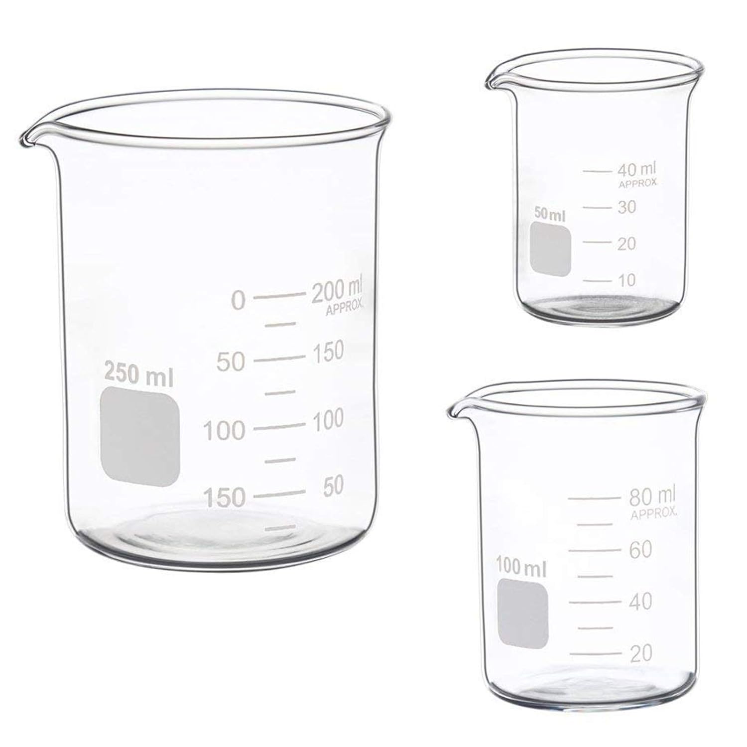Glass Measuring Low Form Beaker Set 50ml 100ml 250ml Glass Graduated Beaker Set Amazon Com Industrial Scientific