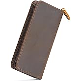 Lanxivi Vintage Leather Fountain Pen Case 3 Divided Slots, Zippered Pen Case Pouch, Handmade Display Holder for Rollerball Pen