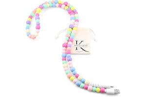 MyfavoriteK Cute Beaded Phone Charger Colorful USB Cable for iPhone 2-in-1 USB-C Charging Cable 3.3ft Cord for Smartphones (C