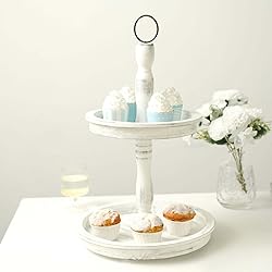Efavormart 20" Rustic Whitewashed 2-Tier Wooden