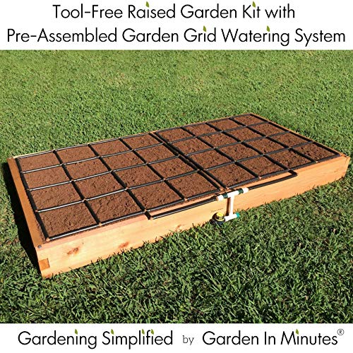 Expandable Raised Garden Bed w/Irrigation – Self-Watering Planter Box Kit for Flower, Vegetable & Herb Gardening – Tool-Free, Ready in Minutes – Unmatched Strength, Rot Resistant Cedar Wood – 4×8