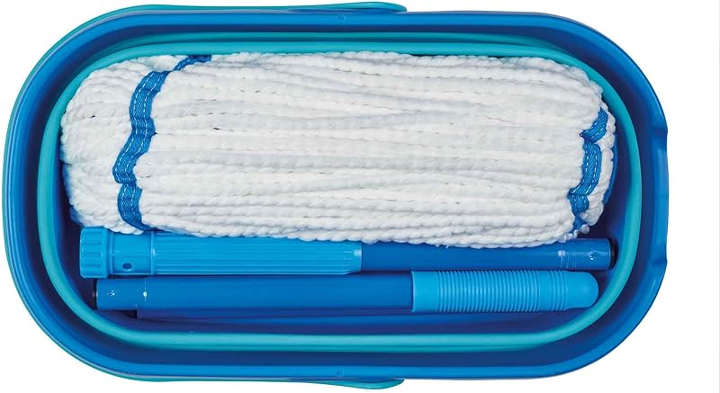 Ultrakompaktes Twist Mop und Eimer Set | Mikrofaser-Mop mit eingebautem Selbstauswringsystem | 10L Faltbarer Eimer | Reinigt Laminat, Holz & Fliesenböden | Waschbarer Wischkopf