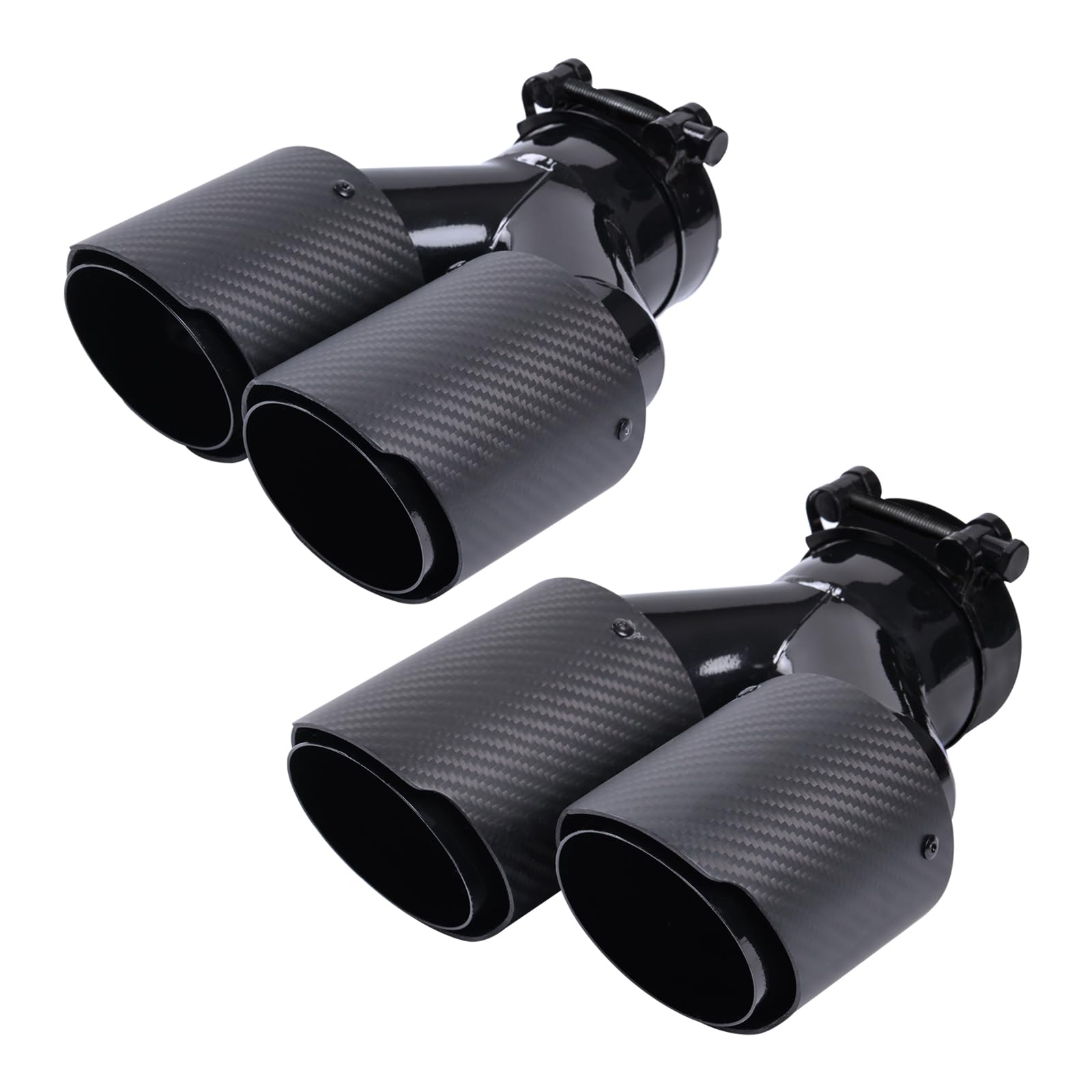 Photo 1 of 2-Pack Carbon Fiber Dual Exhaust Tips 3" Inlet to 3.5" Outlet, Universal Tailpipe 3 Inch Exhaust Muffler Tips (Matte)