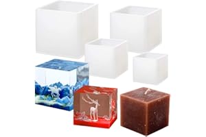 SAKOLA 4 Pack Square Resin Molds - 4 Sizes Cube Silicone Casting Molds for DIY Art Resin Candle Soap Making