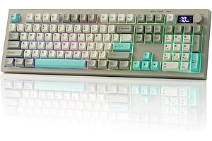 EPOMAKER Aula S102 PRO Membrane Gaming Keyboard with TFT Screen, Volume Knob & Number Pad, BT/2.4G/USB, RGB Backlit, Creamy S