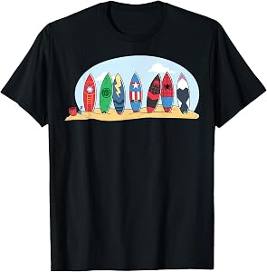 Marvel Avengers Spider-Man Surfboards Summer Beach Vacation T-Shirt
