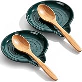 Kyraton Spoon Rest for Stove Top Set of 2, Plastic Heat-Resistant Cooking Spoon Rest for Kitchen Counter D&eacute;cor, Spatula Ladle Holder Dishwasher Safe