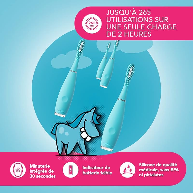 ISSA Kids Brosse À Dents Électrique Enfants 5-12 Ans, True Blue Pony