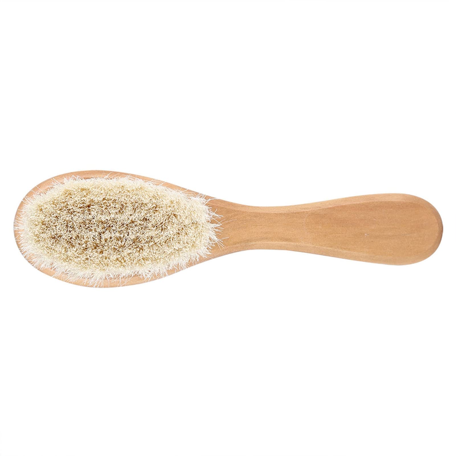 Natural Wooden Baby Hair Brush with Soft Goat Bristles, Infant Head Massage Comb for Newborns and Toddlers, 15cm x 4cm