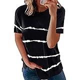 Biucly Women's Short Sleeve Crewneck Shirts Loose Casual Tee T-Shirt