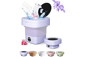 MIHEQIKQI Portable Washing Machine, 9L Mini Laundry Washer with 3 Modes Cleaning for Underwear, Baby Clothes, Sock, Small Delicates. Foldable Washer and Dryer Combo for Apartment, Home, Hotel,Camping,RV(Purple)