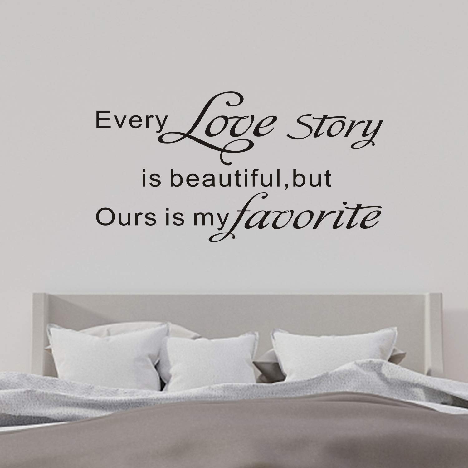 Wall Stickers, Large Wall Stickers, Non-Printing, Love Quotes Inspirational Couples Romantic Wedding Marriage Married Husband and Wife Mrs and Mr, Decoration Home Vinyl Art Decor, Love Story 28.6"X15" — image 1