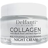 Delfanti-Milano • COLLAGEN REJUVENATING AND NOURISHING Night Cream • Face and Neck Moisturizer with BLACK PEARL and RED ALGAE GEL• Made in Italy