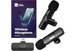 Internet Revolution Wireless Microphone for iPhone | Studio-Quality Mic for Vlogging, Podcasting, and More | Bluetooth Lavalier Mic 2 Pack | Mini Mics for YouTube Sensation | Wireless iPhone Mic