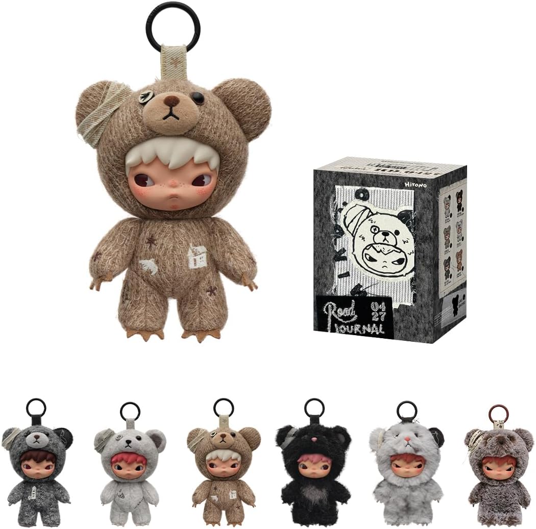 POP MART Hirono Road Journal Series-Plush Doll Pendant Blind Box, HIRONO Blind Box Action Figures, Random Design Collectible Toys for Home Decor, Birthday Gifts for Girls Boys Women Men, Single Box