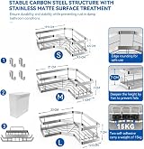 AceMining Shower Caddy 5 Pack Silver No Drilling Adhesive Shelf 201 Stainless view 2