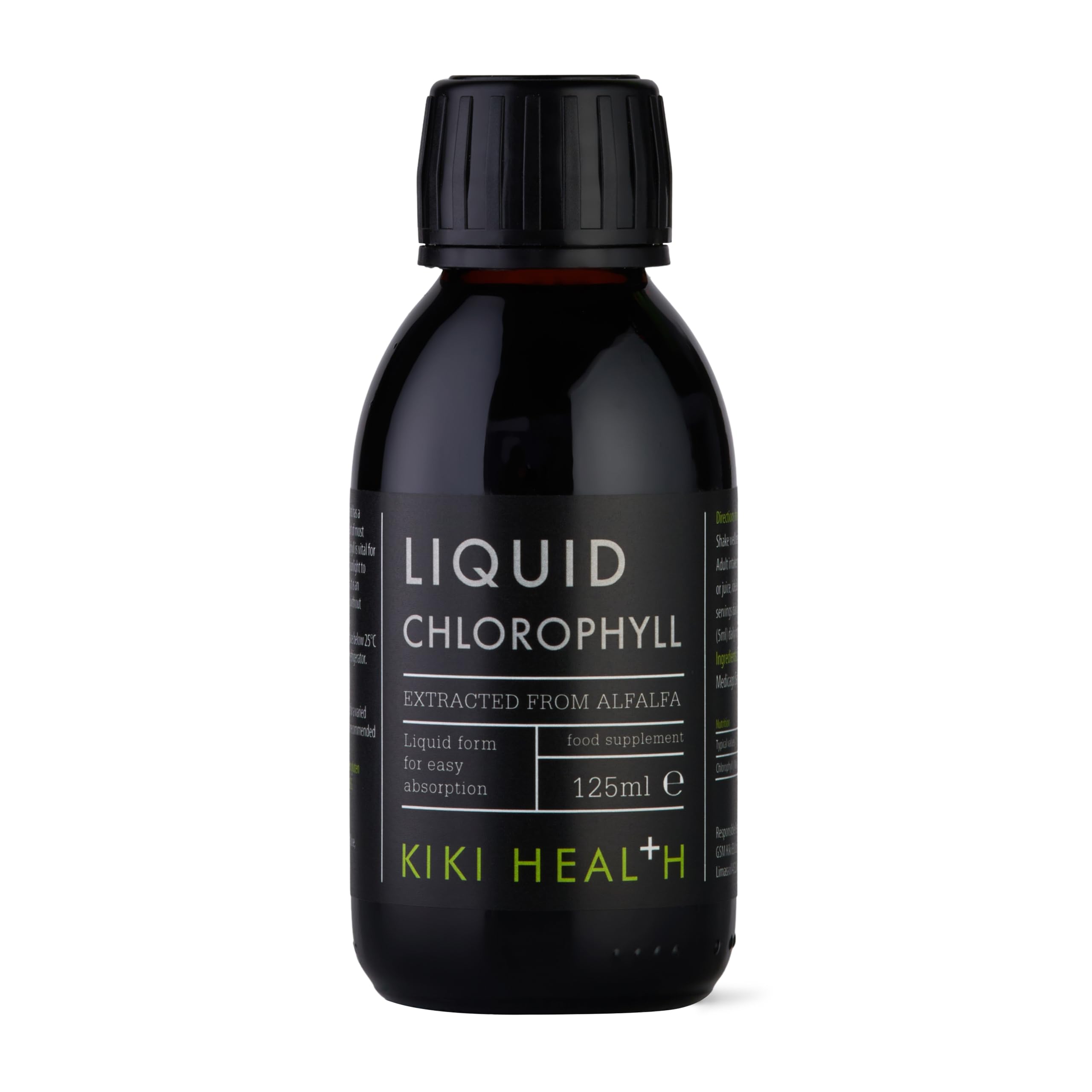 KIKI Health - Liquid Chlorophyll, Extracted from Alfalfa - 100mg Chlorophyll Extract Per Serving - Natural Internal Deodoriser - 100% Natural Ingredients - Vegan Friendly - 125ml