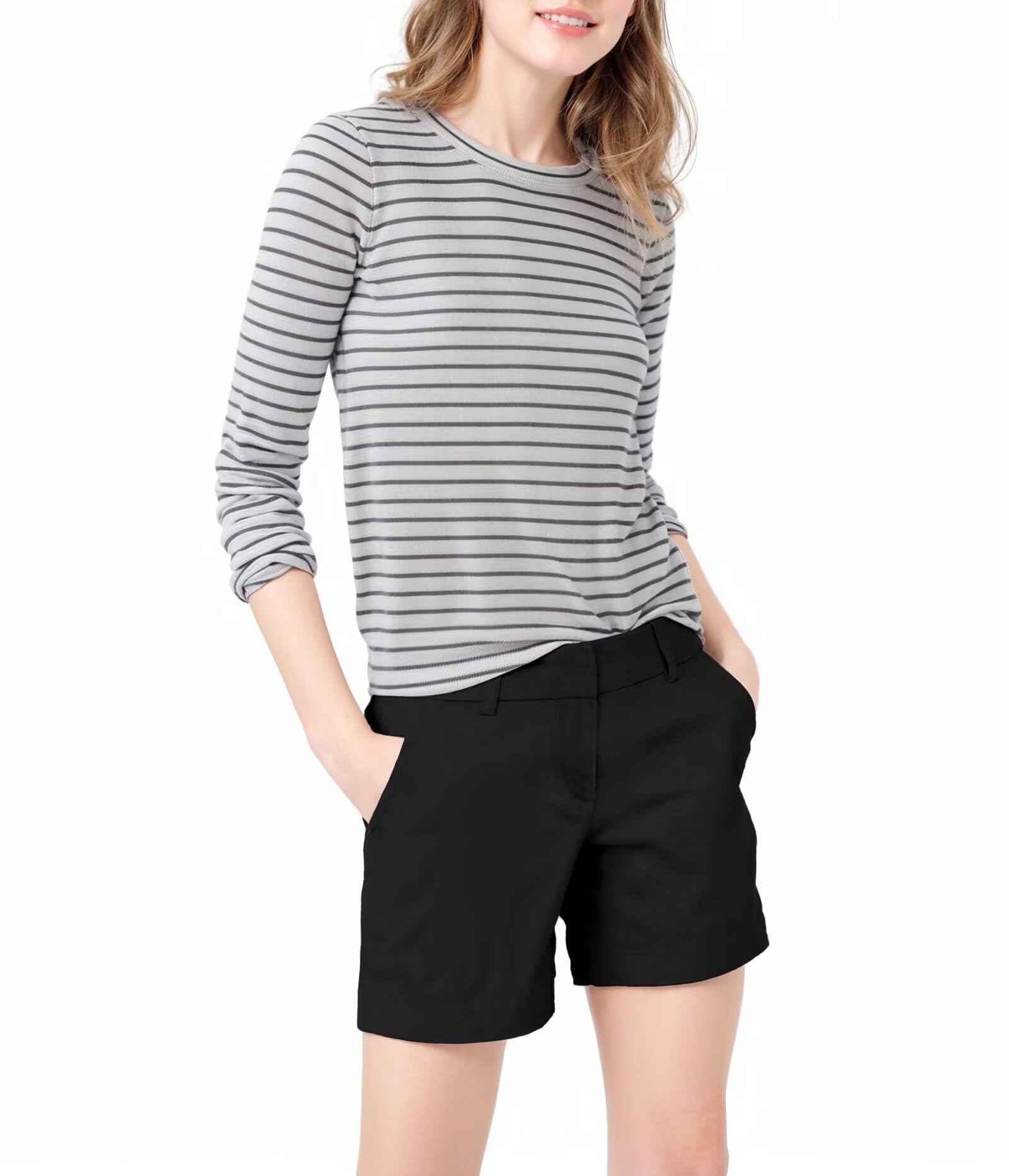 Photo 1 of & Company Womens Relaxed Comfy Breathable Stretch Walking Shorts with Pockets BW31201NWX Black 18