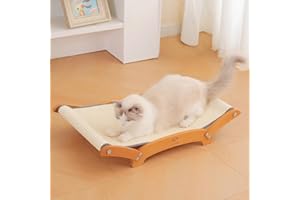 ZLAFM Extra-Larger Sisal Cat Scratcher Bed, Durable Cat Scratching Post with Hammock for Indoor Cats Lounger & Sleep & Scratch, Natural Sisal Cat Scratch Pad, Sturdy Solid Wood Frame (Upgraded Extra-Larger)