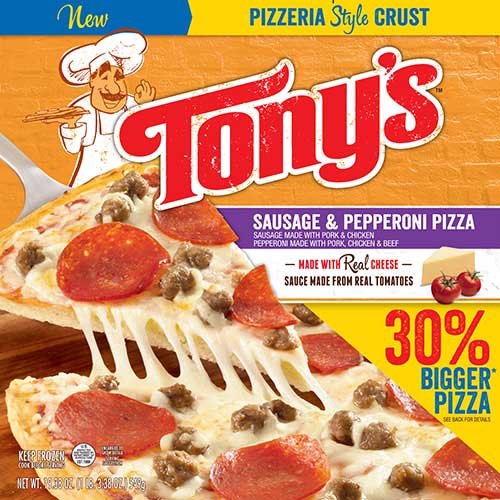 Tonys Pizzeria Style Pizza Sausage and Pepperoni, 19.38 Ounce - 16 per case.